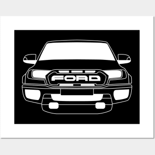 Ford Ranger Raptor White Outline Posters and Art